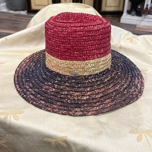 San Diego Hat Company Multi Colored Striped Wheat Straw Sun / Beach / Shade Hat.